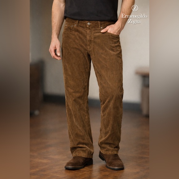 Ermenegildo Zegna Brown Corduroy 5-Pocket Pants NWT Made Italy Sz 38 Inseam 36”